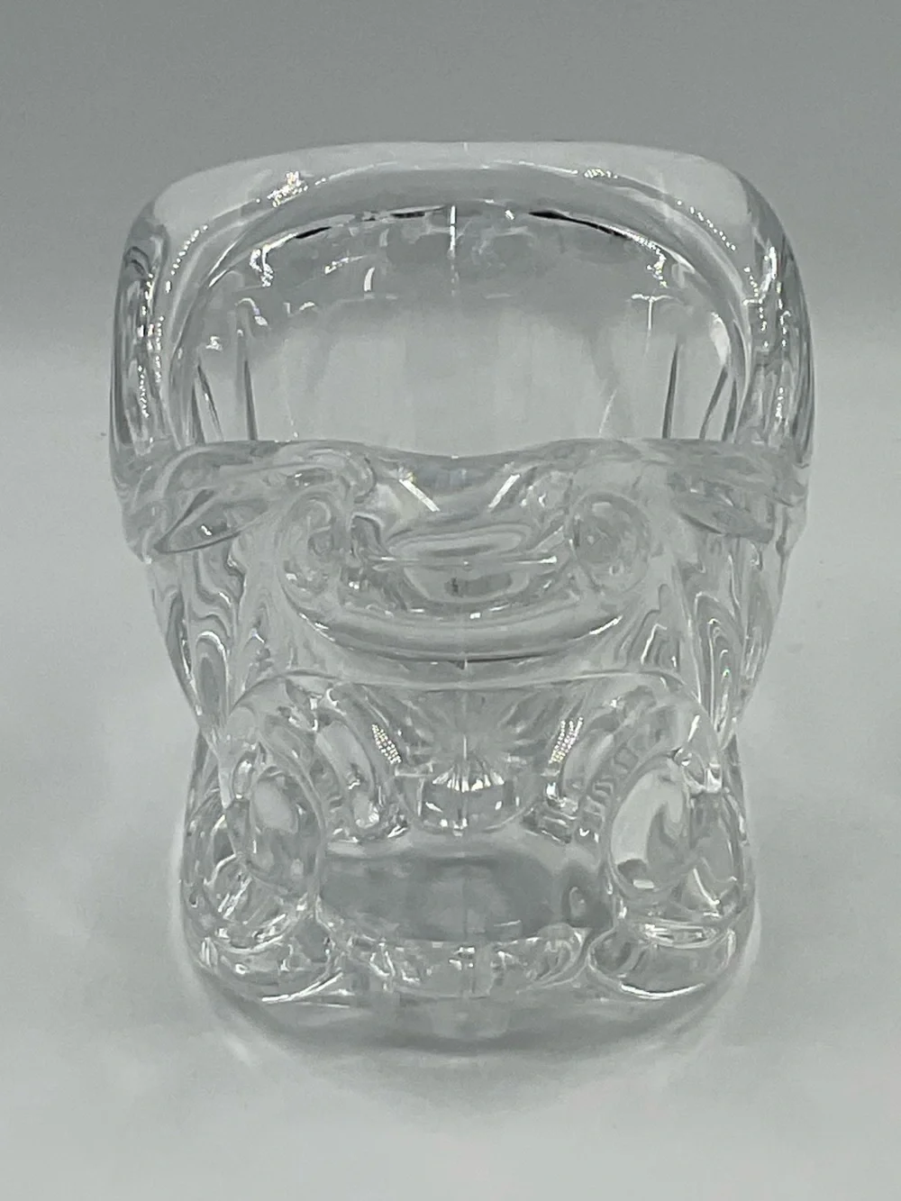 Vintage St George Heavy Cut 24% Lead Crystal Santa Sleigh Votive Candle Holder